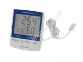 Digitales Thermohygrometer mit Sonde Temp/Feuchtigkeit + Uhr + A