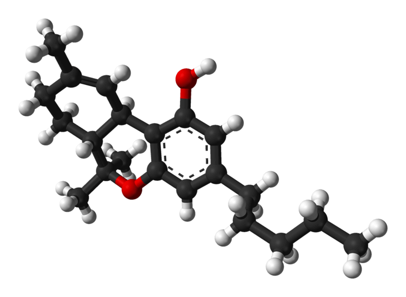 Molécula de THC (delta-9-tetrahidrocannabinol)