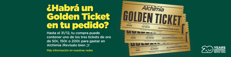 Podrás utilizar tu Golden Ticket en Alchimia Grow Shop durante todo 2022