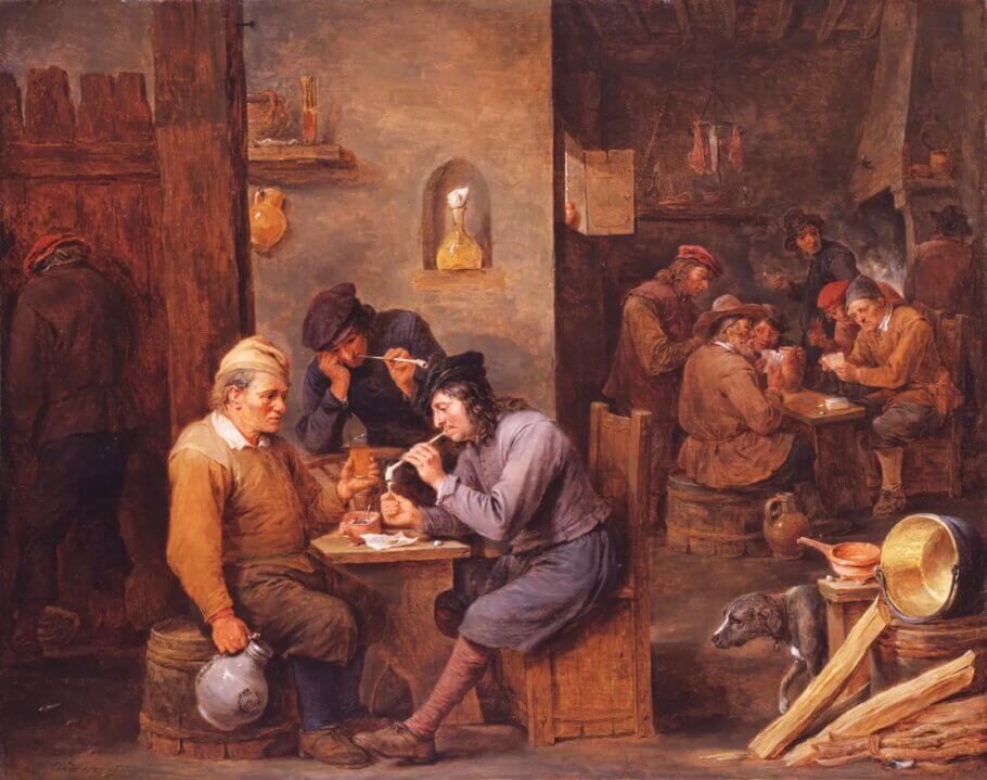 Esta obra fue pintada hace más de 350 años por el artista holandés David Teniers el Joven (1610-1690), contemporáneo de Rembrandt