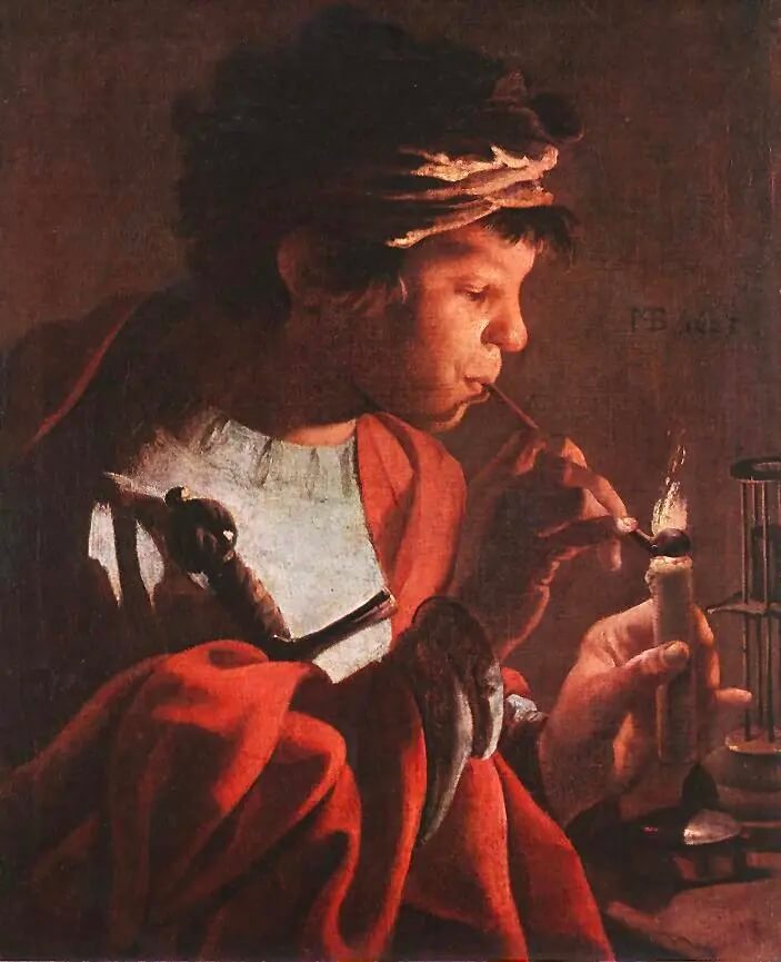 Boy lighting a pipe - Hendrick Terbrugghen - 1623