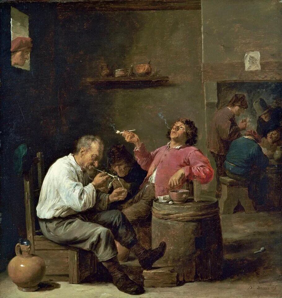 'Smokers in an Interior' by David Teniers II 1637. Madrid's Museo del Prado has an extensive collection of around 40 works by this artist.
