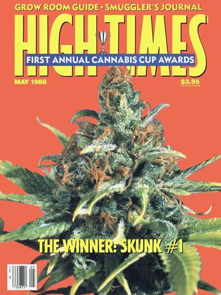 Otra imagen para la historia: portada de High Times de Mayo de 1988 con la ganadora de la primera Cannabis Cup celebrada en Amsterdam, Skunk #1