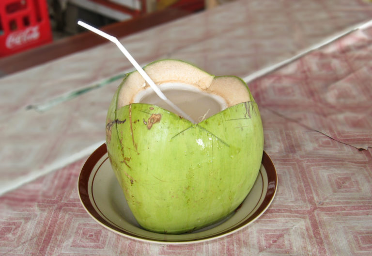 L'aigua de coco és rica en hormones vegetals, especialment citoquinines (Foto: Crisco 1492)