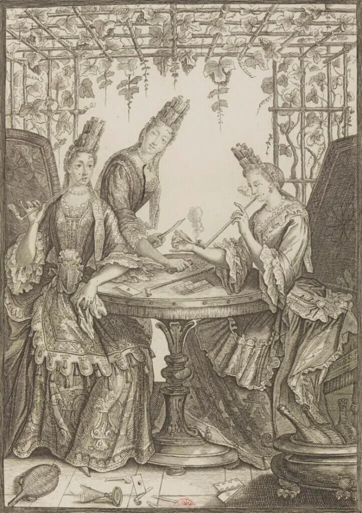 'La Charmante Tabagie' (La sala de fum amb encant), gravat de Nicolas Armoult de 1690