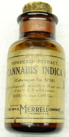A principis del s. XX no era estrany trobar extractes de cànnabis a les farmàcies dels EUA, en aquest cas en pols