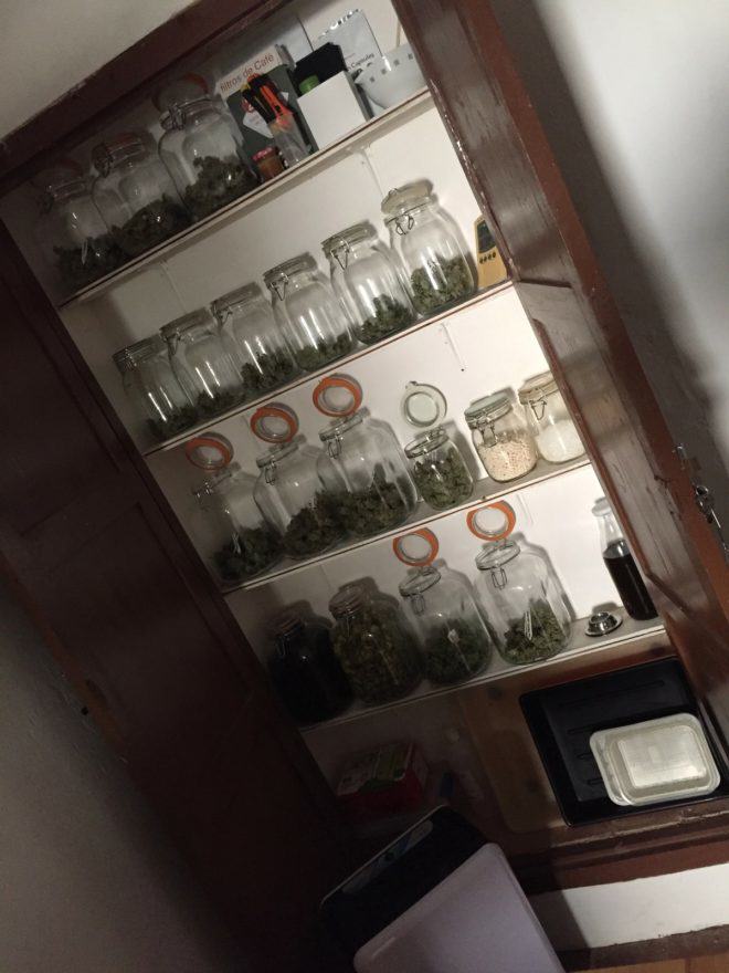 Glass jars used to cure buds 