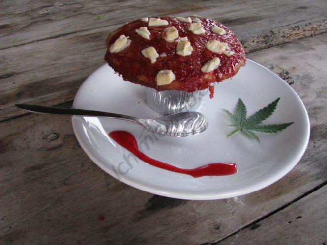 Chocolate muffins with cannabis cookies