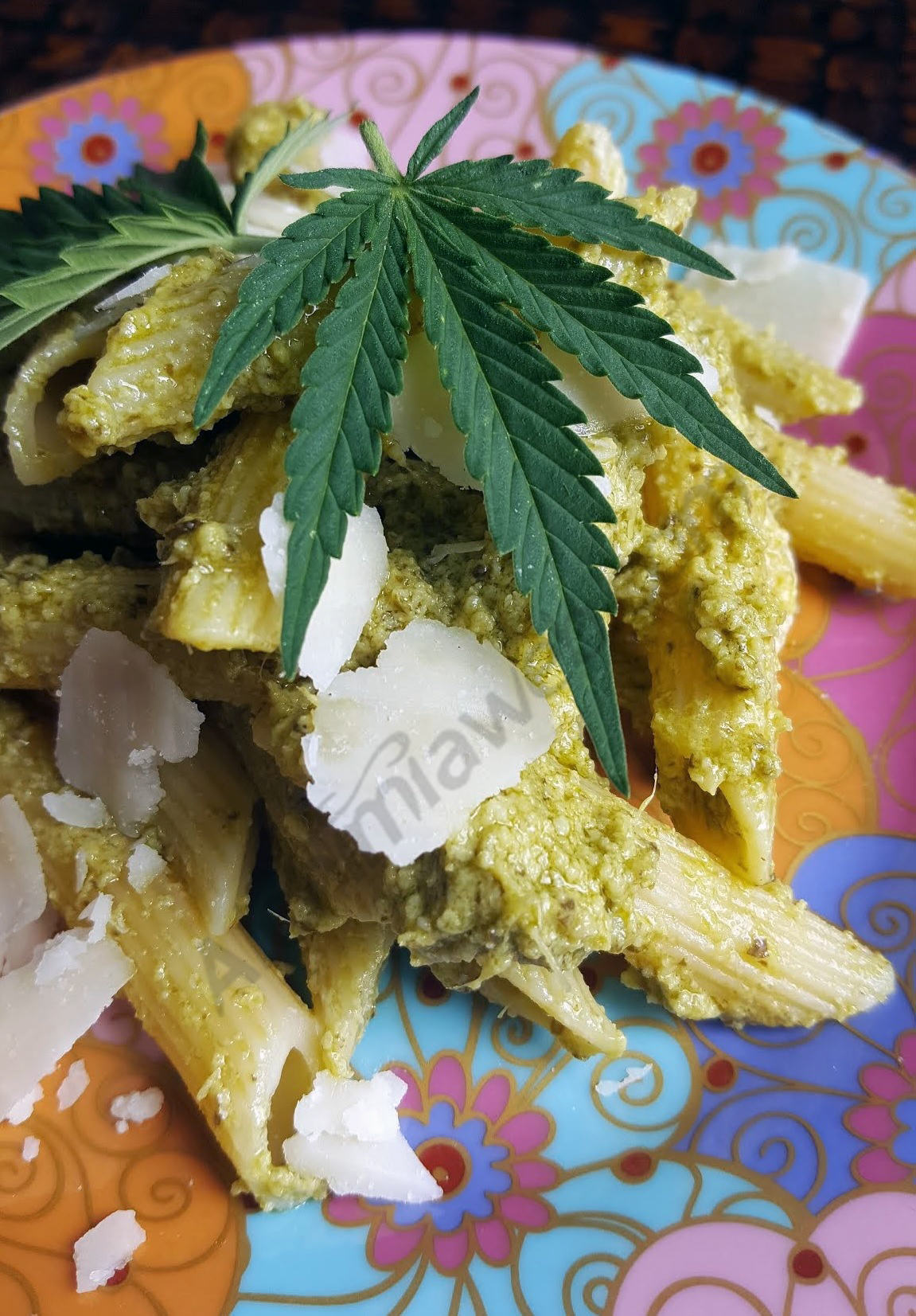 Our cannabis pesto with pasta is ready!