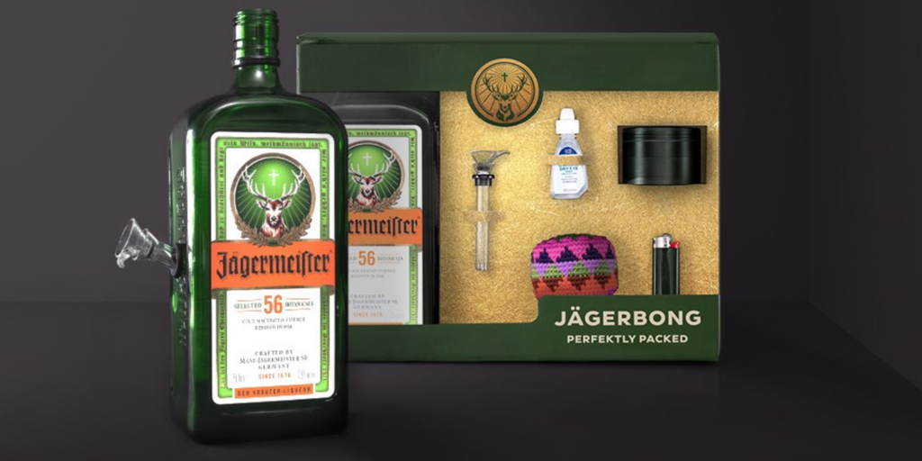 The Jägerbong - a bong made from a bottle of Jägermeister. Credit: Andrew Vuilleumier/Engine NY