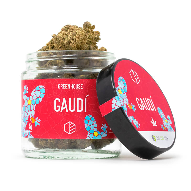 The packaging of Gaudí's CBD flowers from The CBD Side (5g) is a true tribute to the Catalan artist