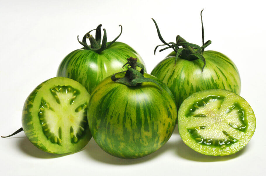Spectacular specimens of Tom Wagner's Green Zebra tomatoes