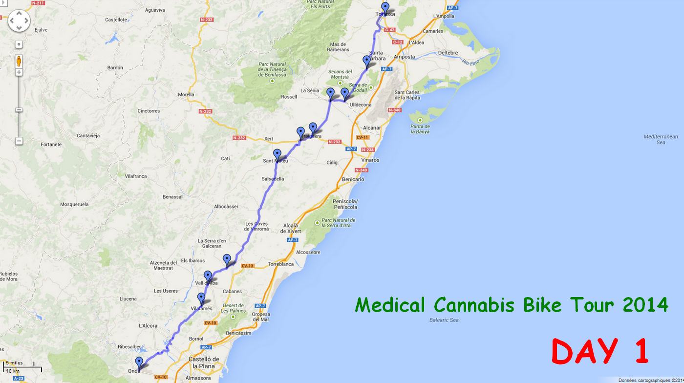 Medical Cannabis Bike Tour 2014 circuit Jour 1