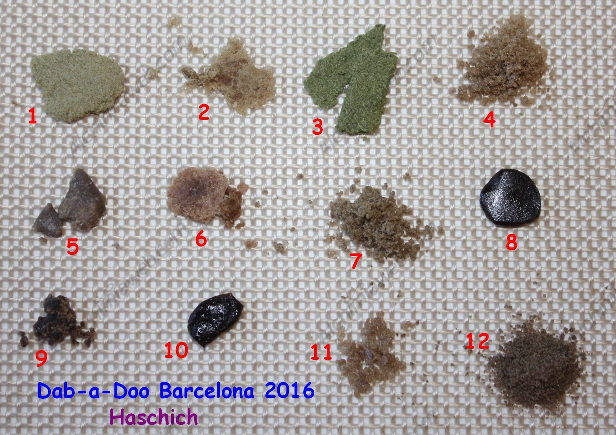 Échantillons de haschich de la Dab-a-Doo 2016 de Barcelone