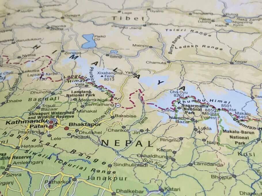 carte de l'Himalaya