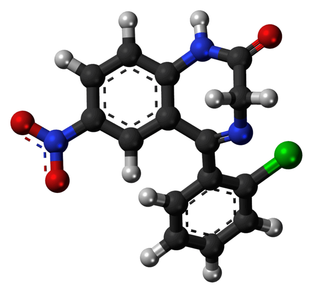 Structure chimique du clonazépam, le principal ingrédient de base de Karkubi