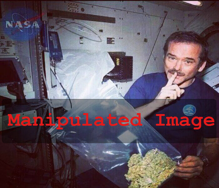 La fameuse photo de Hadfield avec son sac de weed sur l'ISS