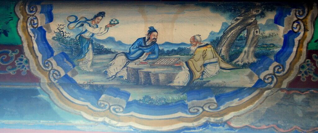 "Magu présente la longévité" est une peinture murale de la fin du s. XIX que l'on peut voir au Palais d'été, à Pékin