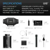 Kit filtro y extractor con control WiFi de AC Infinity