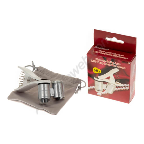 Pocket LED magnifier 60x with mobile clip