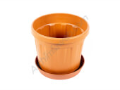 Pots ronds Fenice couleur Terre cuite avec soucoupe
