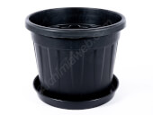 Pots ronds Fenice noirs avec soucoupe