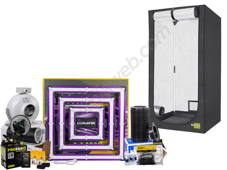 KIT de cultivo básico LED con armario 100 cm x 100 cm