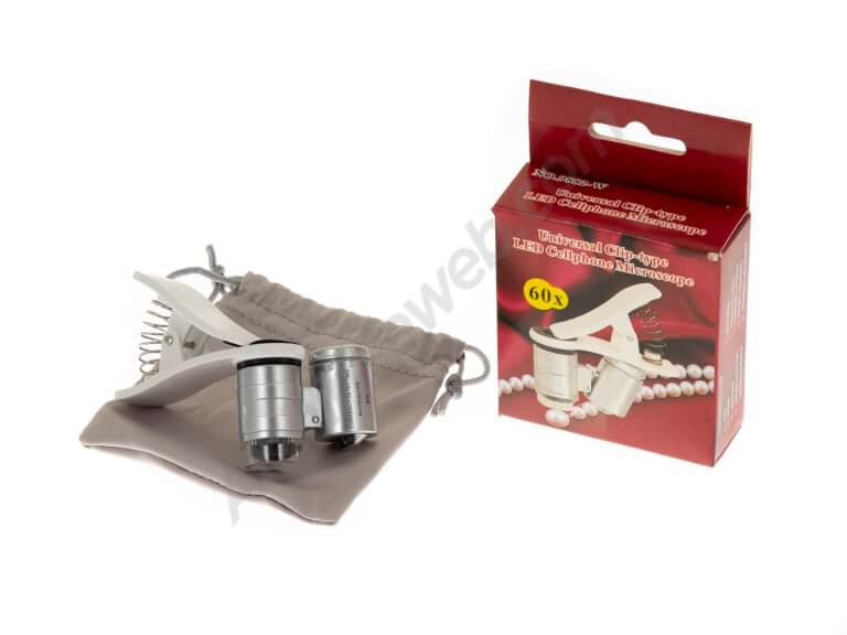 Pocket LED magnifier 60x with mobile clip