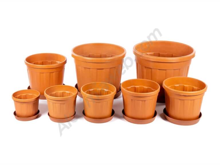 Fenice Terrakotta Runder Topf mit Untertasse