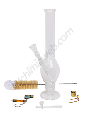 Bong de vidrio 38cm en caja de madera