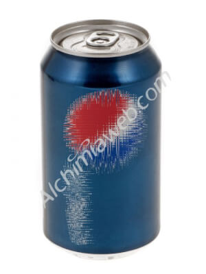 Blue cola drink stash can