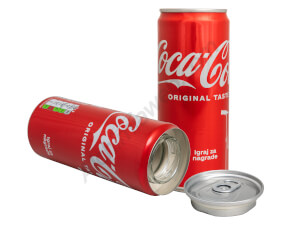 Large soda can with compartment