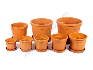 Pots ronds Fenice couleur Terre cuite avec soucoupe