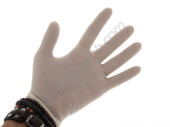 Sterilised latex gloves