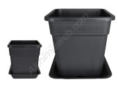 Vega Black Square Pot with Saucer