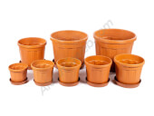 Pots ronds Fenice couleur Terre cuite avec soucoupe