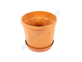 Pots ronds Fenice couleur Terre cuite avec soucoupe