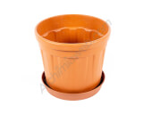 Pots ronds Fenice couleur Terre cuite avec soucoupe