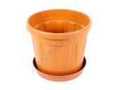 Pots ronds Fenice couleur Terre cuite avec soucoupe