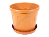 Fenice Terracotta Round Pot with Saucer