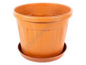 Pots ronds Fenice couleur Terre cuite avec soucoupe