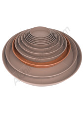 Round saucer for plant pots in terracota colour