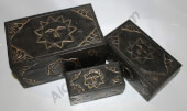 Set of 3 dark wood boxes SOL