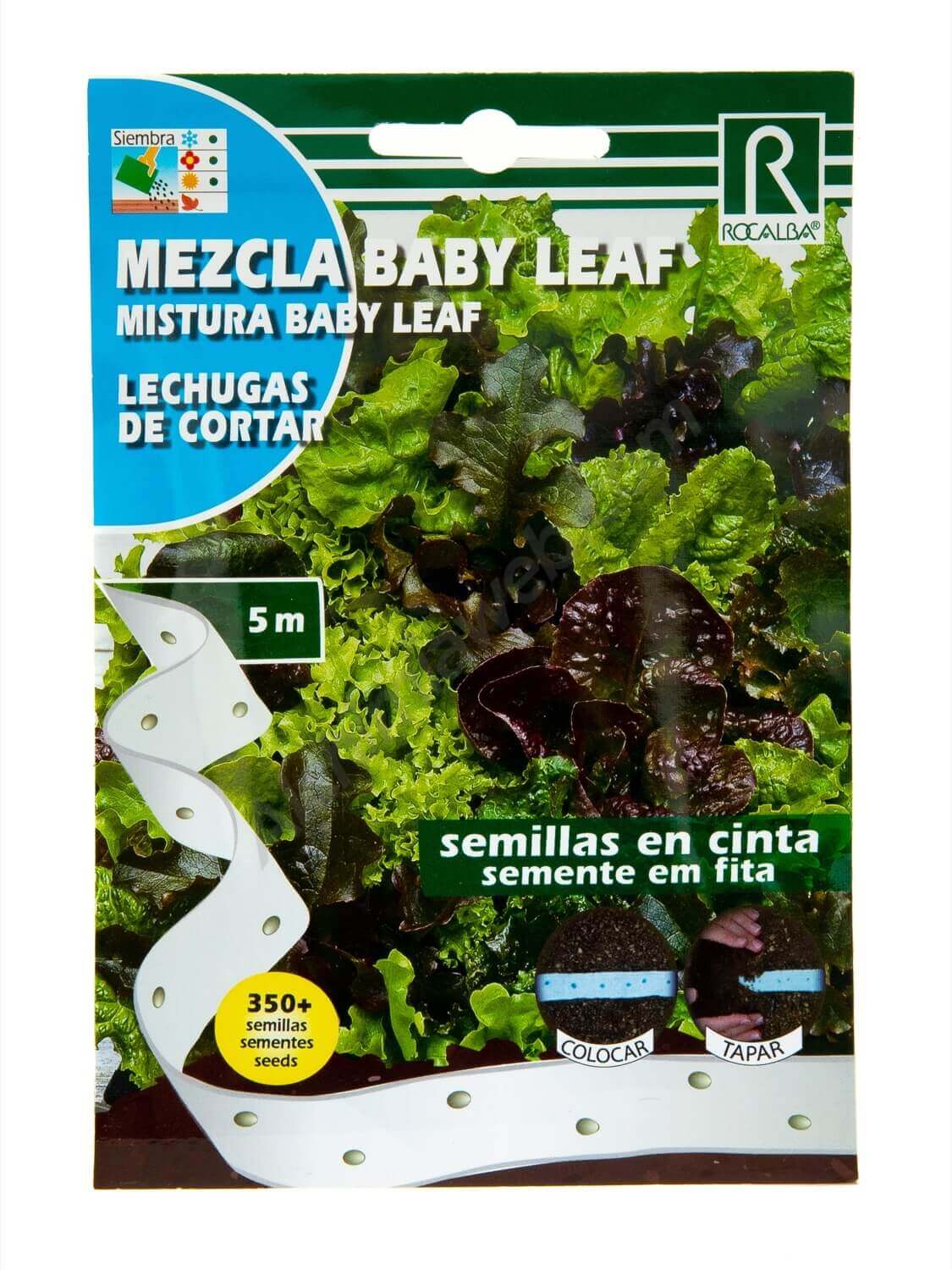 Cont Semillas pre sembradas en cinta lechuga baby leaf 3x167 cm 350 semillas