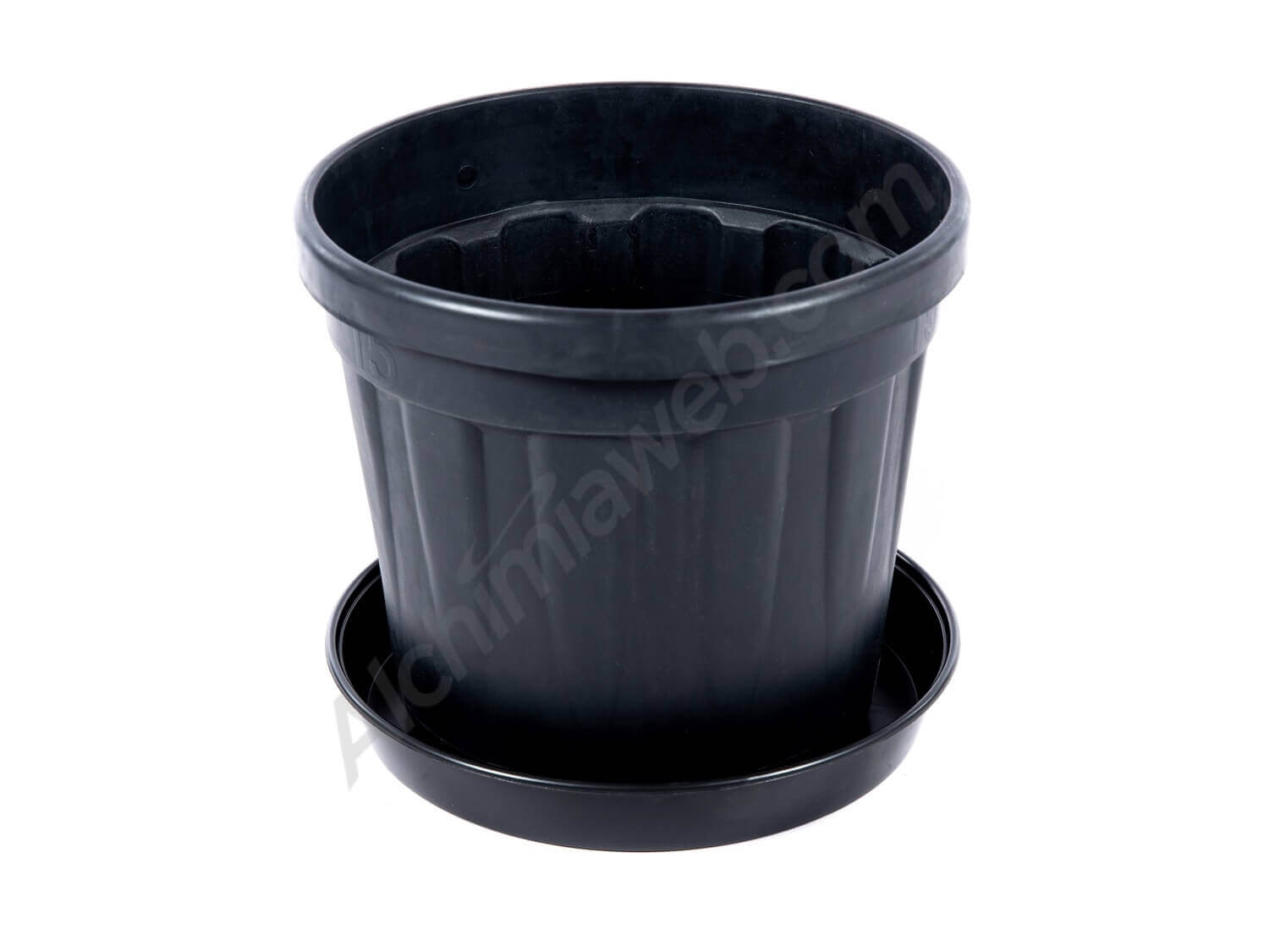 Fenice Black Round Pot with Saucer