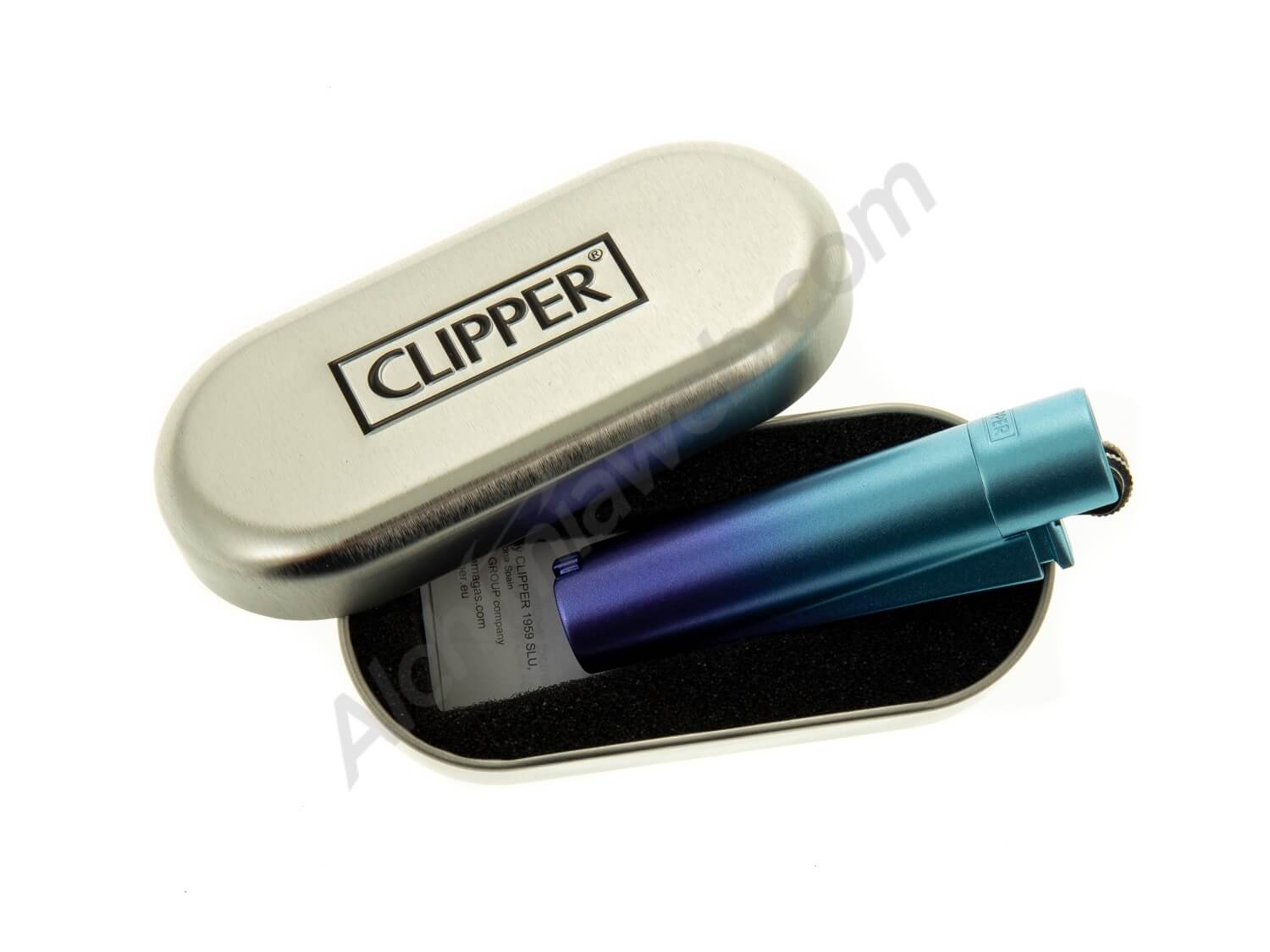 Briquet Clipper en métal avec boîte