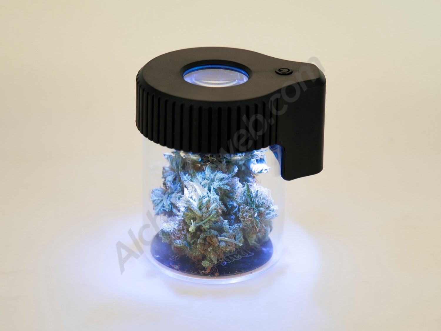 Dank 420 glass jar with LED light and magnifying glass