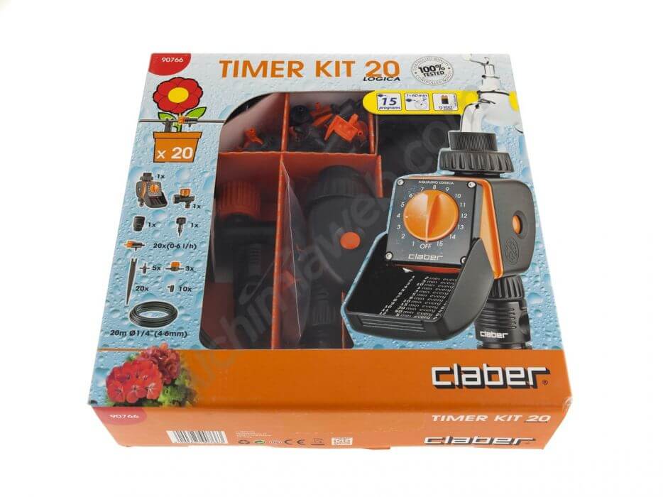 Model 90766 Claber Drip Irrigation Timer Kit 20 Logica includes Water Timer 